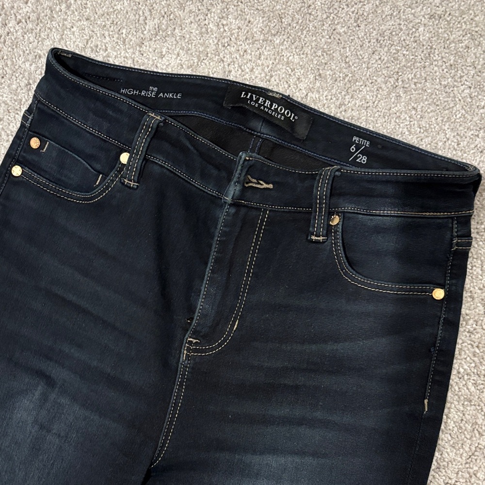Liverpool Black Denim Jeans with Gold Details